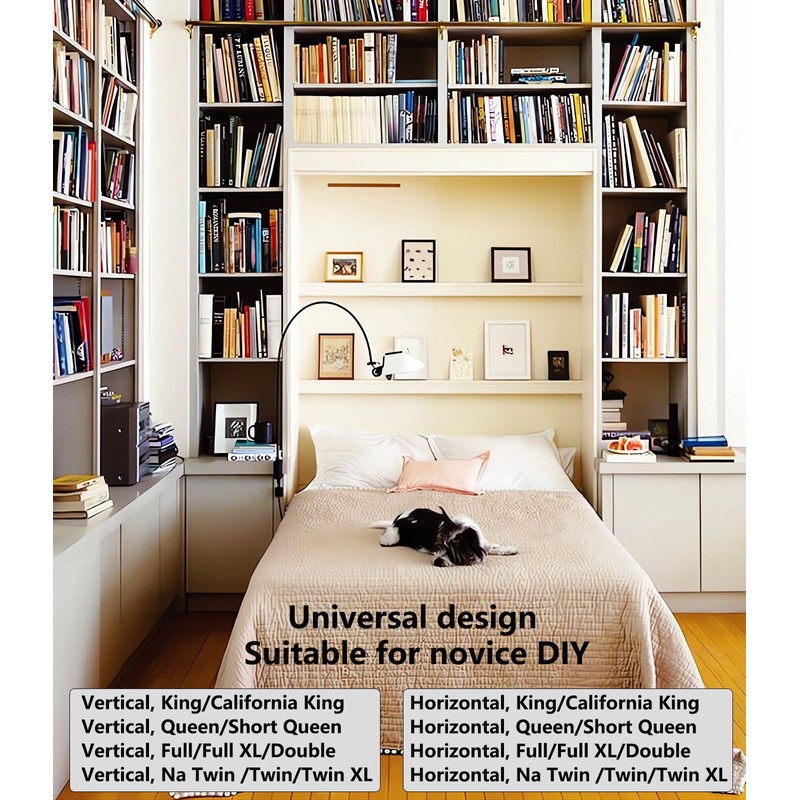 Tlongxia (Horizontal,Queen/Short Queen Create A Luxurious Bed Easy Murphy Bed