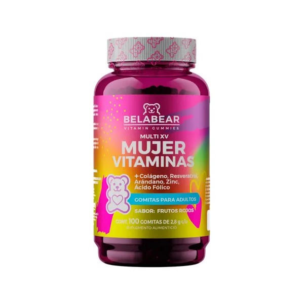 Gomitas Mujer Vitaminas 100 Gomitas Belabear Sabor Frutos Rojos