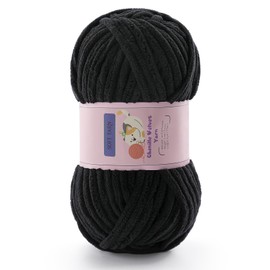 Chunky Yarn for Crocheting - Chenille Yarn for Knitting - Bulky Blanket Yarns for Crocheting Blankets Amigurumi Craft Hat Shoes, Plush Fluffy Soft Yarns 71 yds/3.5 oz Each Skein(Black)
