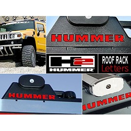 BDTrims Roof Rack Raised Letters Compatible with Hummer H2 Models (Red, 3 Rails)