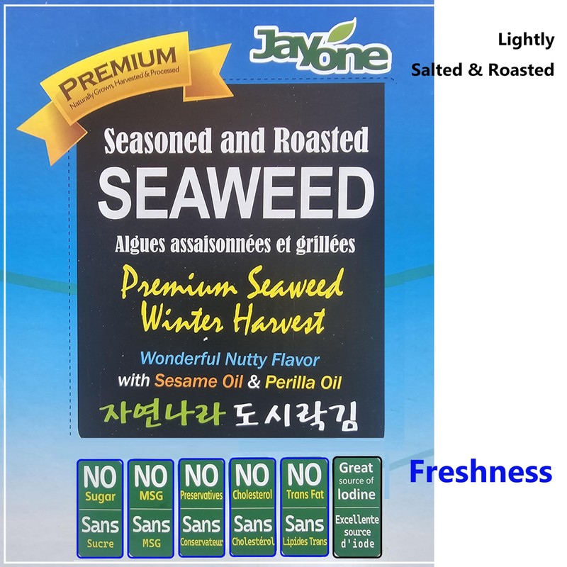 Korean Traditional Roasted Seaweed Snack, Lightly Salted Nori, Dried Seafood