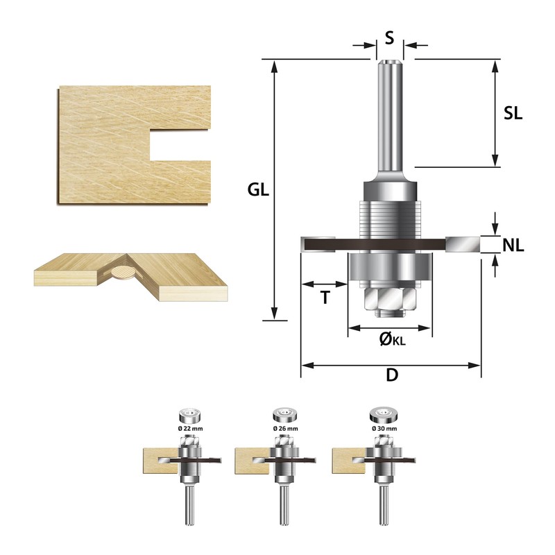 ENT 16460 Flat Dowel Mill HW, Shaft (S) 8 mm,