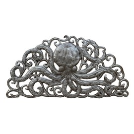 Handmade Metal Octopus Arch Wall Decor, Nautical 22 x11 Inches - Artisan Crafted in Haiti Faire Trade