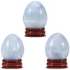 dssmboom Polished Blue Celestin Crystal Egg with Wooden Stand, 40-45mm