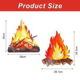 Artificial Fire Fake Flame Paper, 3D Decorative Cardboard Campfire Centrepiece, Artificial Fire Artificial Flame Camping Decoration, Artificial Flames, for Campfire Party Decorations (Set of 2)