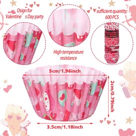 600 Counts Valentine's Day Candy Cups Paper Candy Making Supplies Heart Baking Supplies Snowflake Elk Mini Cupcake Liner Xmas Mini Baking Cups Holiday Candy Paper Wrappers, 6 Styles (Romantic)