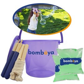 BOMBOYA®, Mini Kit de Burbujas Gigantes | Juguetes para Niñas/Niños | ¡Todo En Uno! - Incluye Líquido para Burbujas (400ML) + Burbujero/Aro Gigante + Cubeta + Instructivo con Manualidades Y Trucos