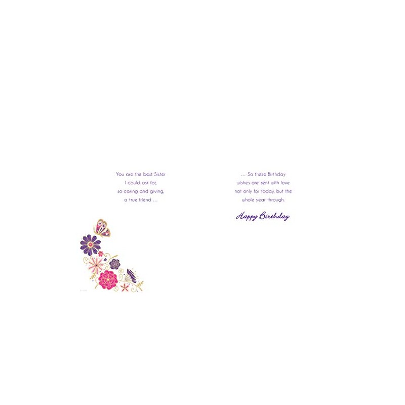 Traditional Birthday Card Sister - 9 x 6 inches -