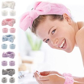 Cute Design Anti-Drip Wrist Headband for Face Washing Convenient White 3ea