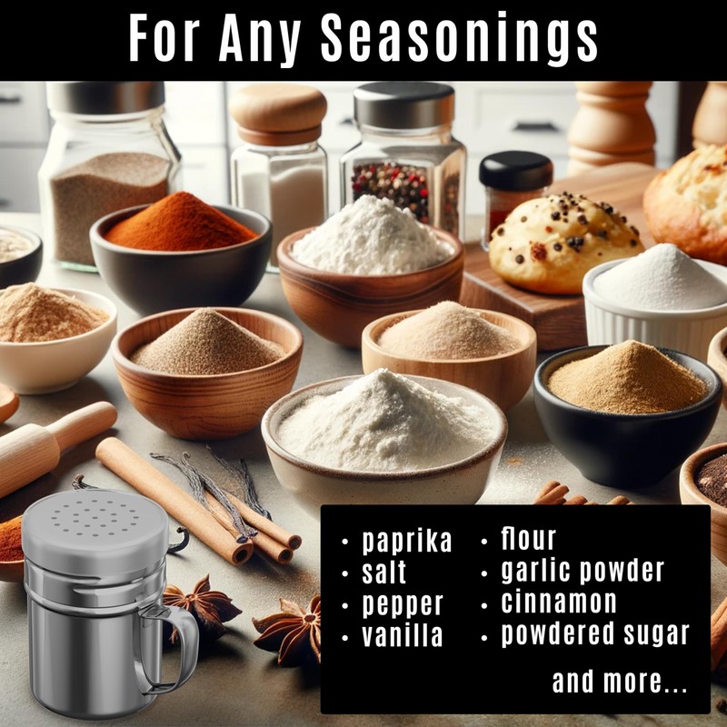 CUSINIUM 6oz Stainless Steel Salt Pepper Dredge Shakers - With