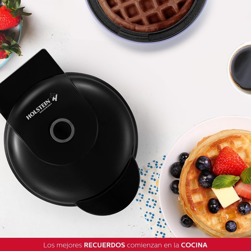 Holstein Housewares Personal Non-Stick Waffle Maker, Black - 4-inch Waffles
