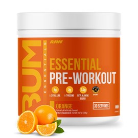 Raw cbum essential pre workout pre entrenamiento 30 servicios sabor naranja