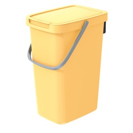 Keden Systema Q Waste Separation Bin with Lid and Handle, Waste Separation, Waste Sorting Container (12 L, Light Yellow)