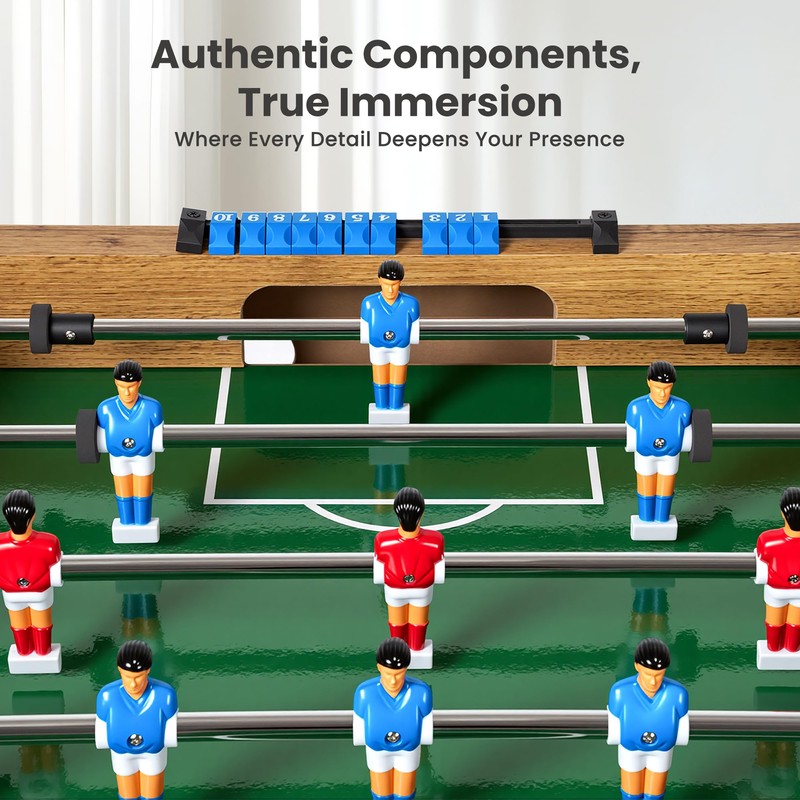 48” Foosball Table, Competition Sized Game Table with Adjustable Table