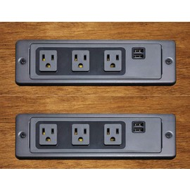 Electriduct in-Desk Power Center - 3 Outlets & 2 USB 3.1 Amp Ports (Pack of 2) (Black)