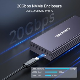 M.2 NVME SSD Enclosure, USB 3.2 Gen2x2 20Gbps Hard Drive Enclosure USB C 10Gbps SSD Enclosure 12+16 Pin SSD Adapter External Mac SSD Enclosure for MacBook