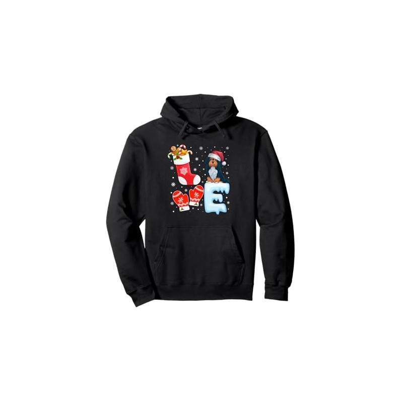 Santa Hat Christmas Stocking Holiday Havanese Dog Lovers Pullover Hoodie