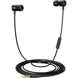 MORMOQUE EP-06 - Auriculares intrauditivos con cable, micrófono integrado con aislamiento de ruido, conector de 3,5 mm de largo, auriculares de cable de 5 pies de largo, audio de graves HD, con 6