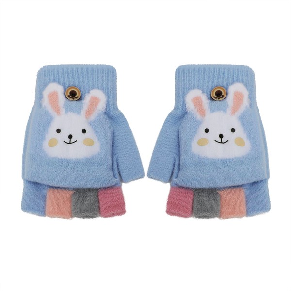Faxianther Kids Cartoon Cat Rabbit Knitted Gloves, Students Winter Warm