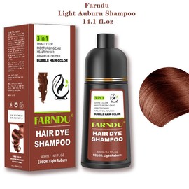 FARNDU Hair Dye 3-in-1 Shampoo Haircare, Cover Gray Hairs, 10 Mins Hair Coloring, Plant Extracts, Long Lasting, Mild, Moisture (400 mL):_Farndu-Light Auburn Hair Dye Shampoo- 14.1 fl.oz
