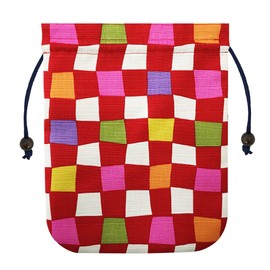 [LamPlanning] Poitto Goshuin Book Bag Drawstring Bag Bag Case Red Seal Book Case Japanese Accessories Japanese Miscellaneous Goods Made in Japan, checkered red, Casual