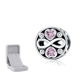 CHENGMEN Gifts for Her 925 Sterling Silver Infinity Charm Love Heart Beads Charms for Bracelets Jewellery for Women Girls with Jewellery Box