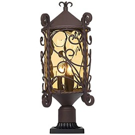 John Timberland Casa Seville Rustic Vintage Outdoor Pier Mount Light Dark Walnut Metal 23 1/2" Hammered Champagne Glass for Post Exterior Barn Deck House Porch Yard Patio Garage Garden Outside