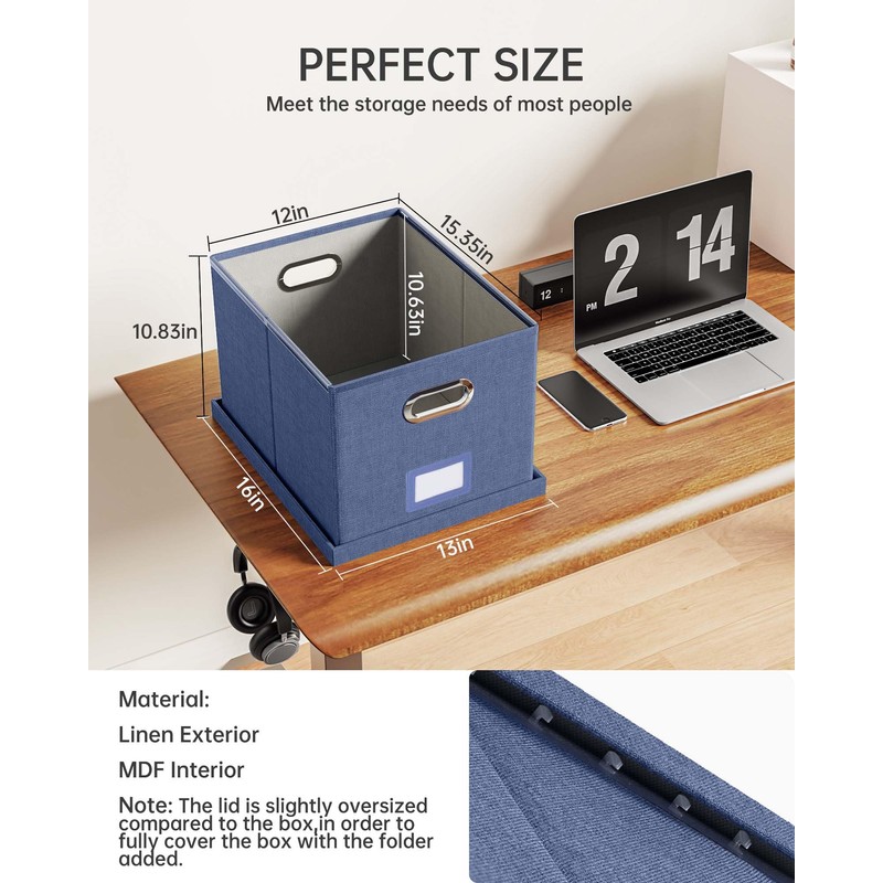 Oterri File Organizer with Lid, File Box, File Cabinet for