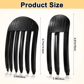 2pcs Hair Root Lifting Clips, 2 Sizes No-Trace Wind Shaping Styling Combs Hair Volume Clips for Women Creating High Cranial Top Hairstyle(Black)