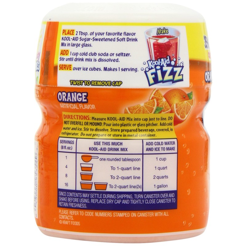 Kool-Aid Drink Mix, Sugar Sweetened Orange, 19-Ounce Container (Pack of