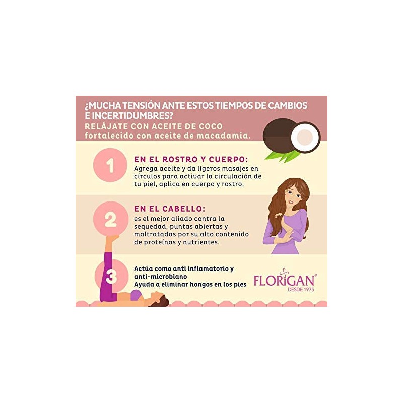 Aceite de COCO Multiaplicacion RELAJANTE/REESTRUCTURANTE FLORIGAN® 125ml.