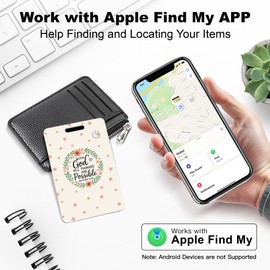 Wallet Tracker Card (iOS Only), Rechargeable Smart Card Wallet Tracker for Apple, Bluetooth Tracking and Phone Finder, 0.06in Slim,Item Locator for Keys, Bags, Passport-GOD Flowers
