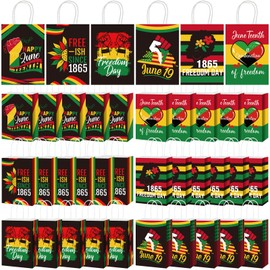 Colarr 30 Pcs Happy Juneteenth Gift Bags Black History Month Freedom Day Theme Favor Paper Bags Bulk African American Independence Day Goody Bags for June 19th Party Supplies