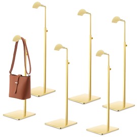 Maitys 6 Pack Gold Purse Display Stands Stainless Steel Adjustable Height Bags Display Rack Metal Handbag Holder Set for Home Store Boutique Counter Retail Floor Props Shelves
