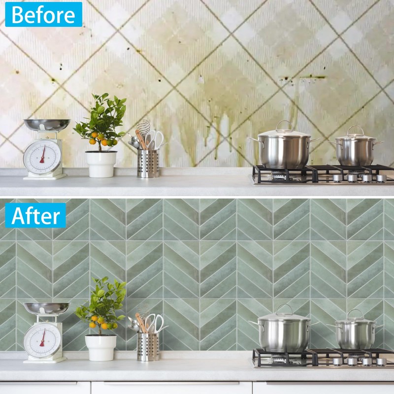 AllDecoo Peel and Stick Backsplash for Kitchen,New Upgrade Herringbone Premium
