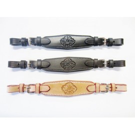 PS Pferdeartikel Soft Leather Padded Flower Nose Strap - Decorated Colour Natural