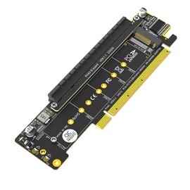 Dual NVMe PCIe Adapter, PCIe 4.0 X16 to Dual NVMe and 1x More PCIe x16 (x8 Signal) Adapter for M.2 NVMe SSD (PCI-e Bifurcation Required)