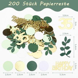 GoldRock Confetti 35th Birthday Decoration Green Gold, Pack of 200 Table Decoration Birthday 35 Years, Confetti Decoration 35th Birthday Decoration, 35th Birthday Man Woman, Confetti Birthday Man
