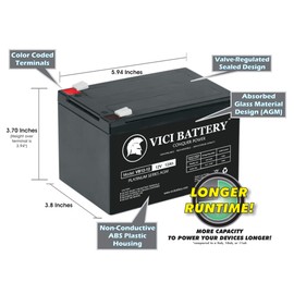VICI Battery 12V 12AH Battery for Freerider FR168-3A2 Mini Scooter - 2 Pack Brand Product
