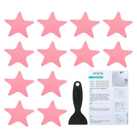 PATIKIL Bathtub Non Slip Stickers 4.13x4.13 Inch, 12 Pack Star Safety Shower Floor Anti Slip Stickers with Adhesive Decals Scraper for Bath Tub Shower Floor Stair, Pink