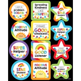 Carson Dellosa Celebrate Learning Motivational Sticker Pack, 72 Colorful, Inspirational Stickers for School Supplies, Reward Stickers, and Incentive Chart, Positive Affirmation Stickers (6 Sheets)