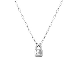 OAK & LUNA - Perosnalized Initial Lock Necklace with Diamond Option (LOL - Sterling Silver, Available Initials)