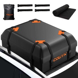 COUYK Car Roof Bag Rooftop Cargo Carrier Bag Waterproof 15 Cubic feet,Includes Anti-Slip Mat, 4 Door Hooks, Reinforced Waterproof Zipper/Buckle for All Cars with/Without Rack