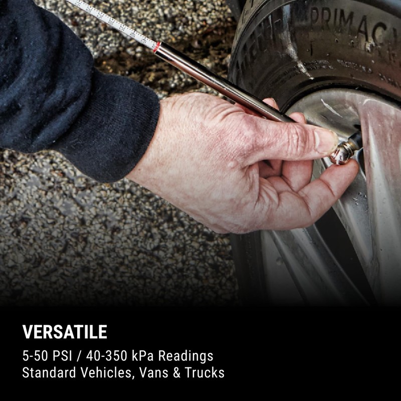 Milton S-921 Pencil Tire Pressure Gauge, Passenger Car, With Built-in