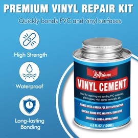 Vinyl Cement, Vinyl Glue for Inflatables, Waterproof Vinyl Adhesive, High Strength PVC Cement, Vinyl Repair Glue for a Variety of Pool Liners, Tarps, Hot Tubs, Air Mattresses (4.4 oz.)