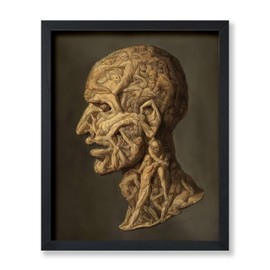 Poster Master Vintage Writhing Human Figures in Head Poster - Retro Nude Figures Print - Surrealism Art - Gift for Him, Her - Gothic Decor for Home, Office, Bedroom, 11x14 Black Framed