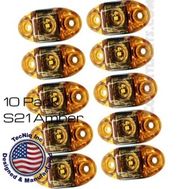 TecNiq 10 pack - S21 TecNiq AMBER LED Clearance Marker Light Camper Trailer Truck USA