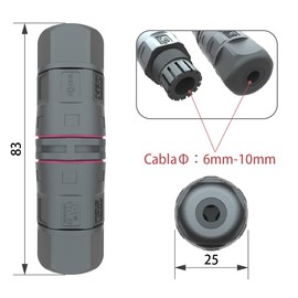 AOHUA Outdoor Waterproof Junction Box Electrical Cable Connector, IP67, Easy to Install, UL,M20 for Ø 5.0-9.5mm Wire Range(AC 300V, 20A),2 Way 3Pin 2Pack