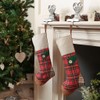 Dibor Large Festive Red Tartan Patchwork Pattern Family Christmas Stocking