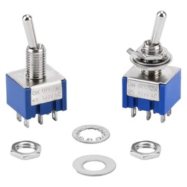 FORIOT 15pcs MTS-203 Mini Toggle Switch 6A-125V / 3A-250V AC Toggle Switch 6 Pin 3 Position ON/OFF/ON Miniature Toggle Switch